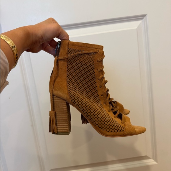 Marc Fisher Brown Lace-Up Peep-Toe Boots - Picture 2 of 5